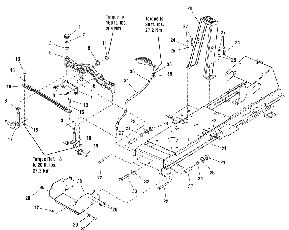 Frame And Front Axle Group Diagram and Parts List for 2690882-YB1840RDFR 2010 Briggs and Stratton Lawn Tractor